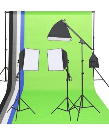Belysningssæt Til Fotostudie Med Baggrunde Og Reflektor