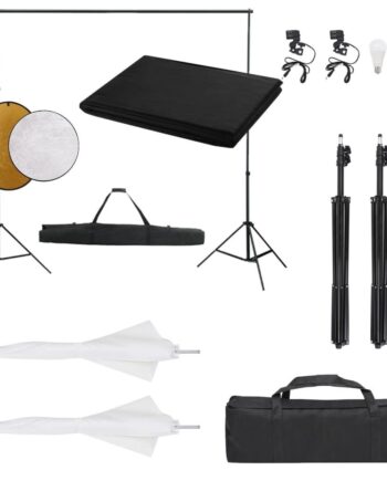 Fotostudiesæt Med Lampesæt   Baggrund Og Reflektor