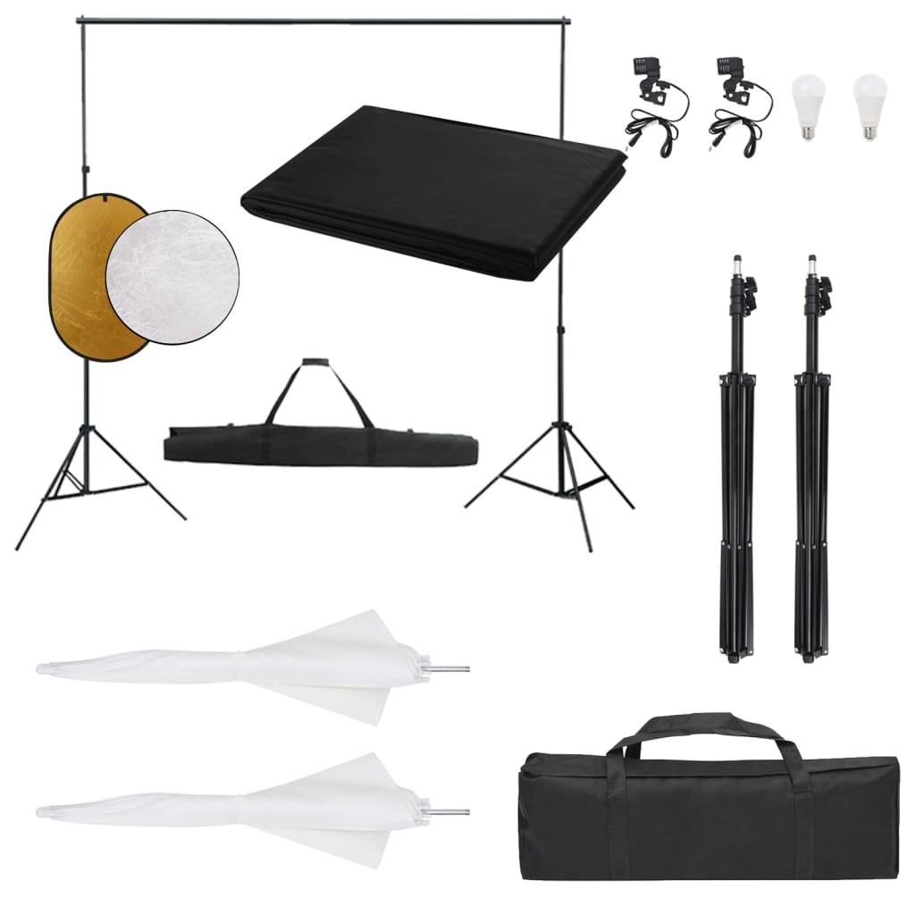 Fotostudiesæt Med Lampesæt Baggrund Og Reflektor