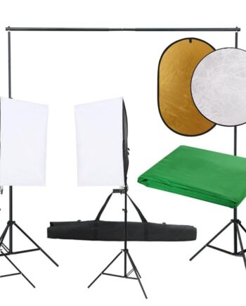 Fotostudiesæt Med Lampesæt   Baggrund Og Reflektor