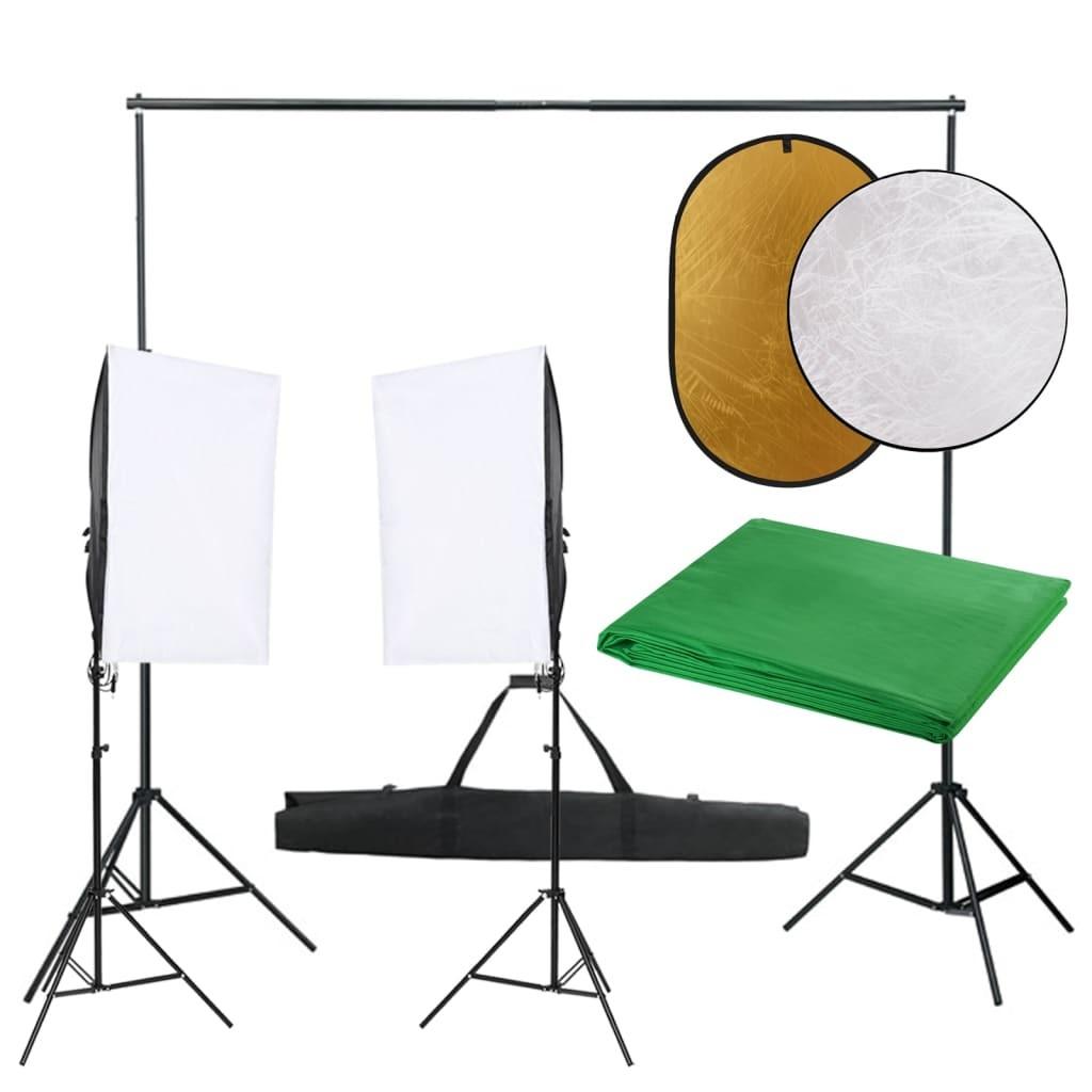 Fotostudiesæt Med Lampesæt Baggrund Og Reflektor