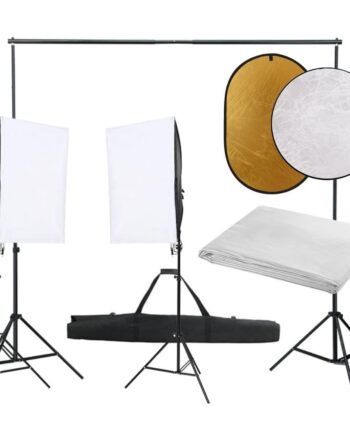 Fotostudiesæt Med Lampesæt   Baggrund Og Reflektor