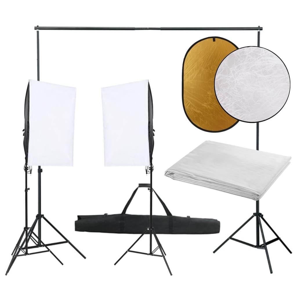 Fotostudiesæt Med Lampesæt Baggrund Og Reflektor