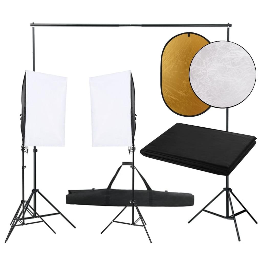 Fotostudiesæt Med Lampesæt Baggrund Og Reflektor