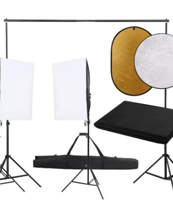 Fotostudiesæt Med Lampesæt   Baggrund Og Reflektor
