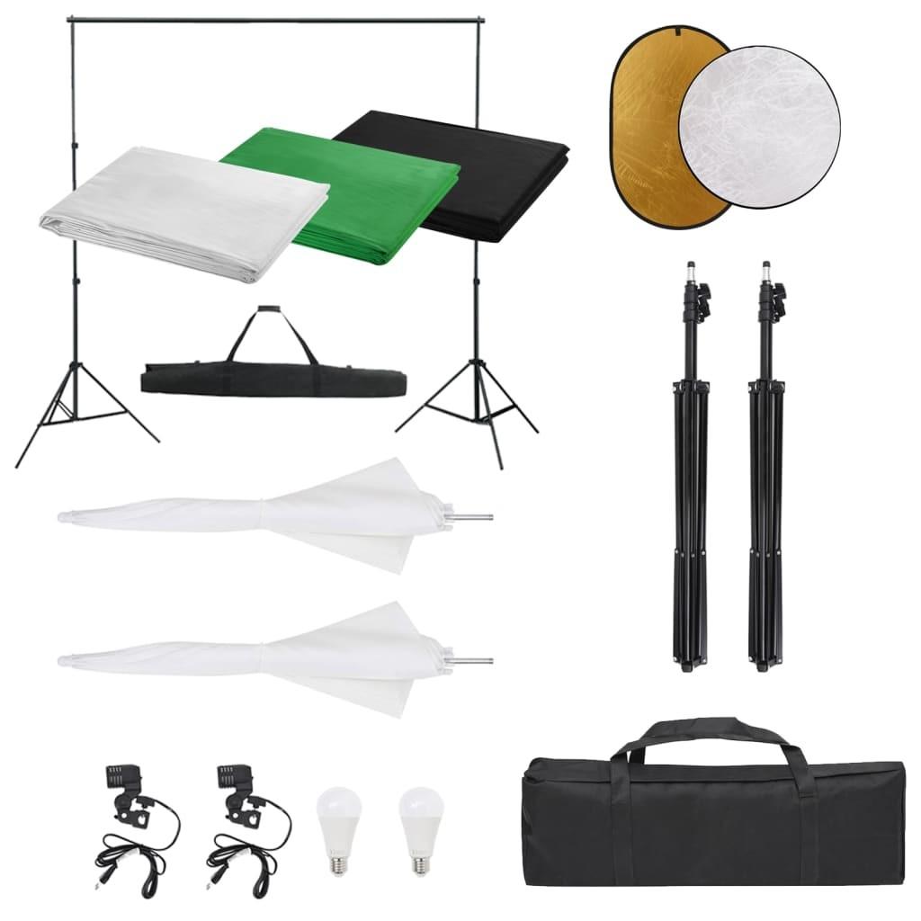Fotostudiesæt Med Lampesæt Baggrund Og Reflektor