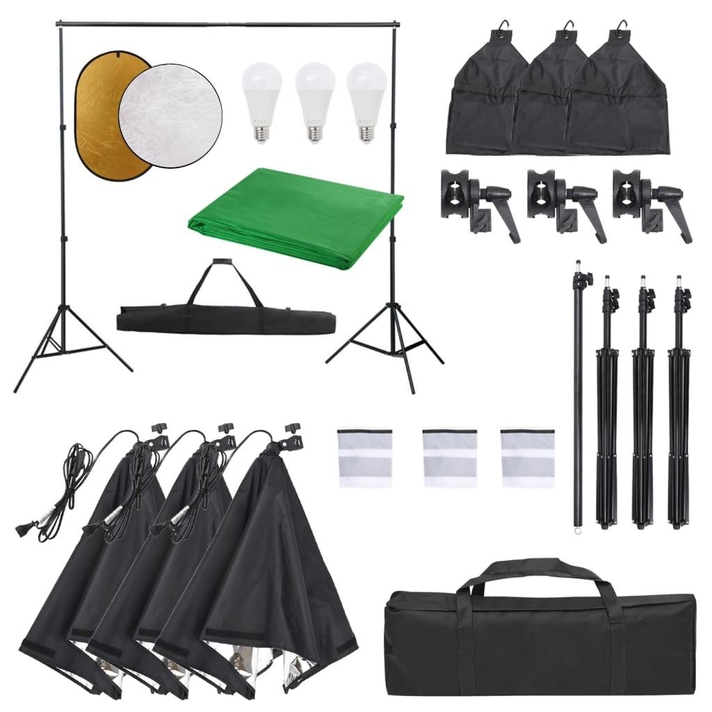 Fotostudiesæt Med Lampesæt Baggrund Og Reflektor