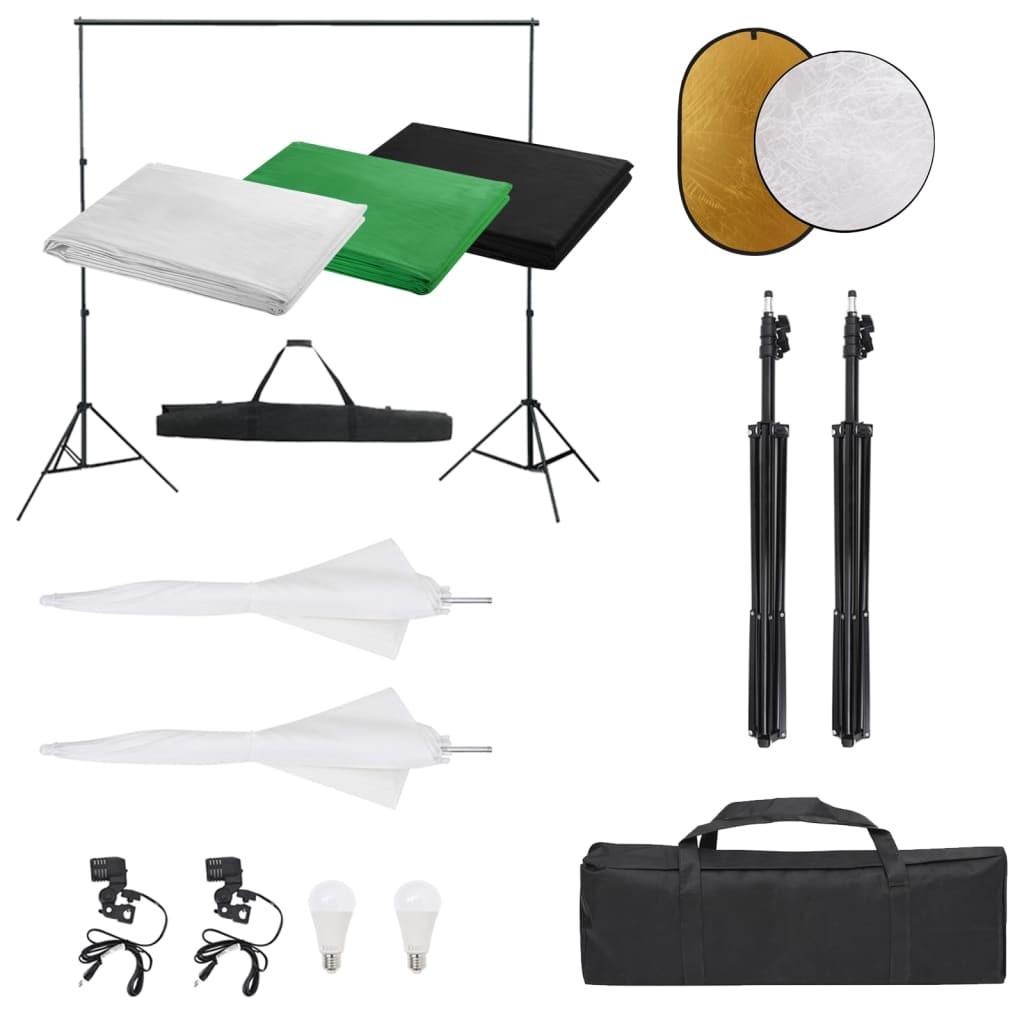 Fotostudiesæt Med Lampesæt Baggrund Og Reflektor