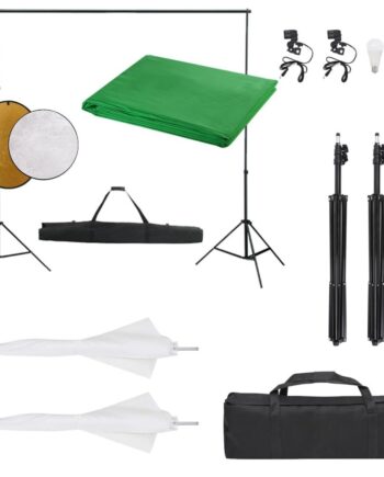 Fotostudiesæt Med Lampesæt   Baggrund Og Reflektor