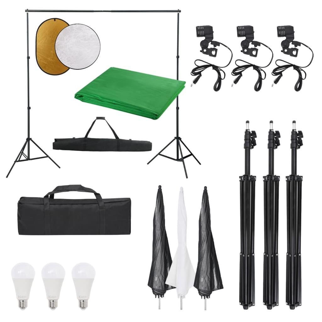Fotostudiesæt Med Lampesæt Baggrund Og Reflektor