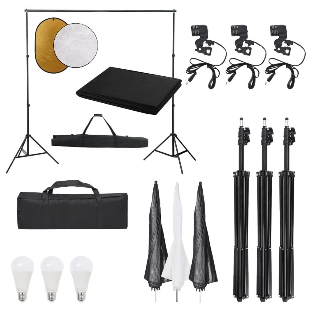 Fotostudiesæt Med Lampesæt Baggrund Og Reflektor
