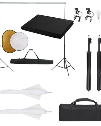 Fotostudiesæt Med Lampesæt   Baggrund Og Reflektor