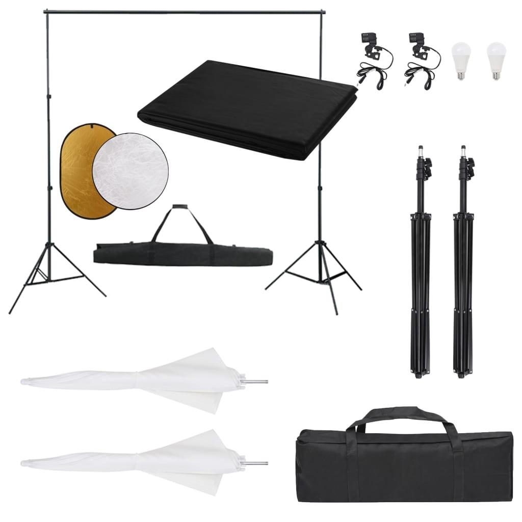 Fotostudiesæt Med Lampesæt Baggrund Og Reflektor