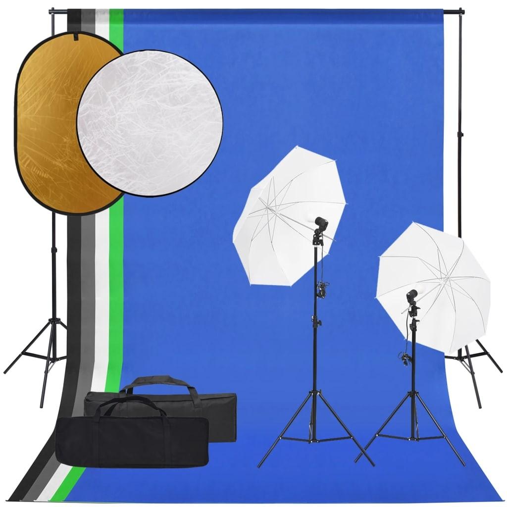 Fotostudiesæt Med Lampesæt Baggrund Og Reflektor