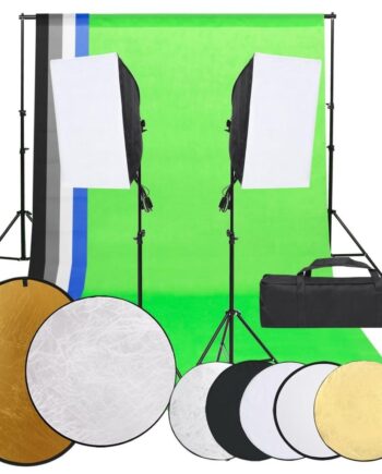 Fotostudiesæt Med Lampesæt   Baggrund Og Reflektor