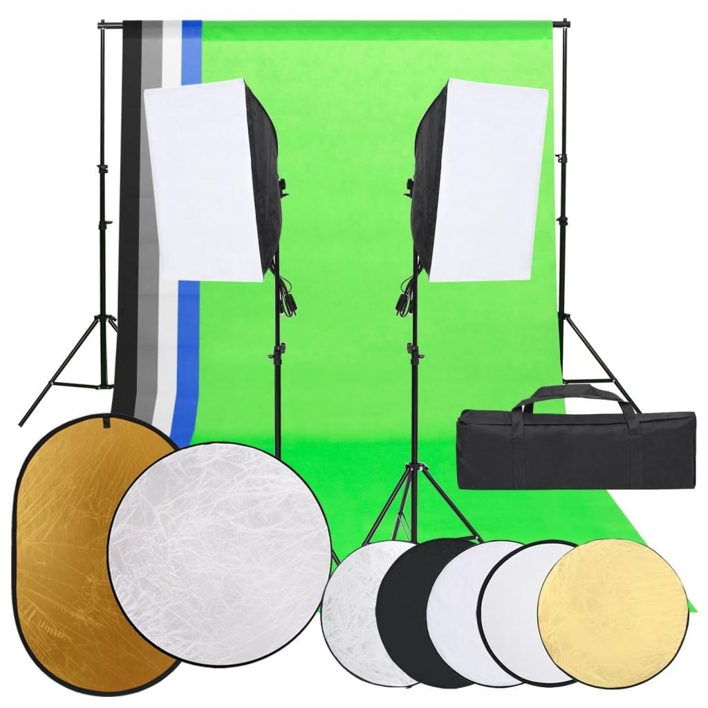 Fotostudiesæt Med Lampesæt Baggrund Og Reflektor