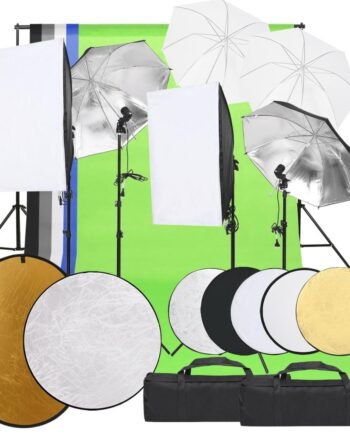Fotostudiesæt Med Lampesæt   Baggrund Og Reflektor