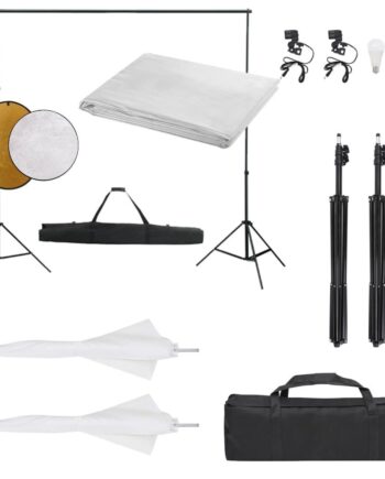 Fotostudiesæt Med Lampesæt   Baggrund Og Reflektor