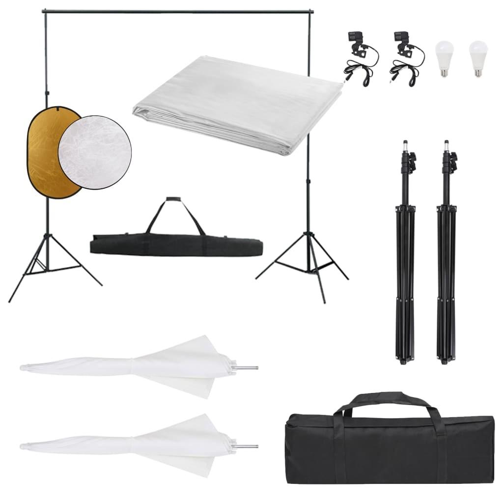 Fotostudiesæt Med Lampesæt Baggrund Og Reflektor