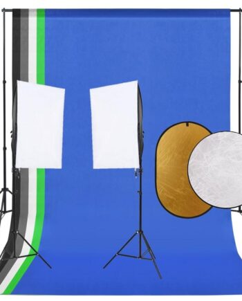 Fotostudiesæt Med Lampesæt   Baggrund Og Reflektor