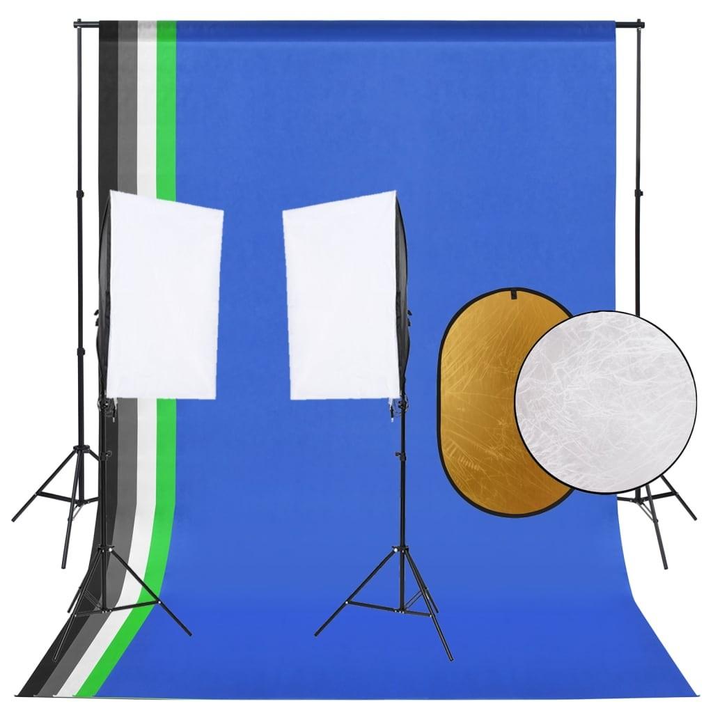Fotostudiesæt Med Lampesæt Baggrund Og Reflektor