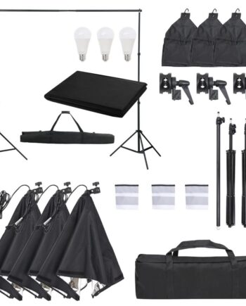 Fotostudiesæt Med Lampesæt Og Baggrund