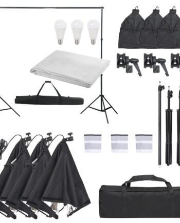 Fotostudiesæt Med Lampesæt Og Baggrund
