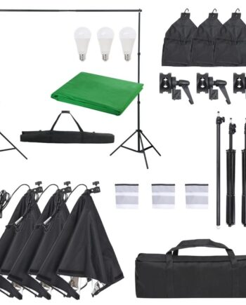 Fotostudiesæt Med Lampesæt Og Baggrund