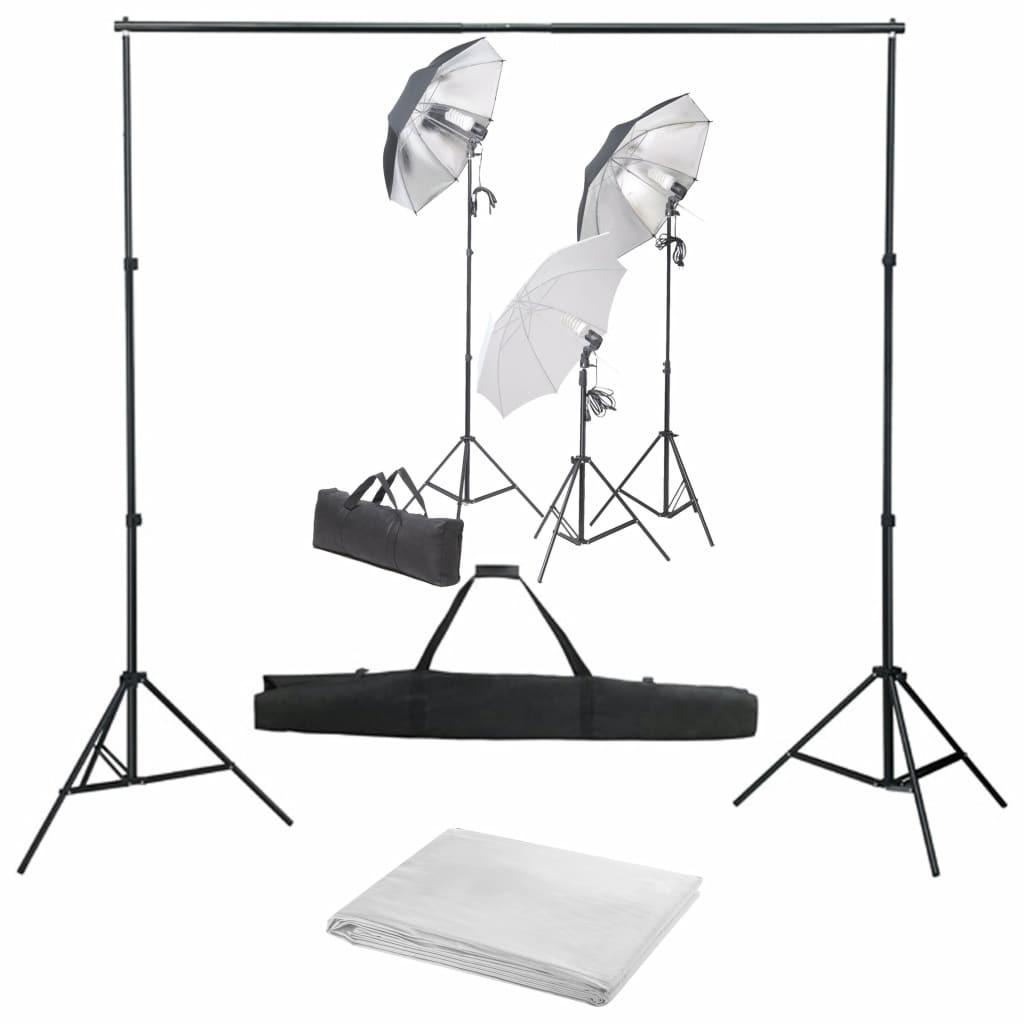 Fotostudiesæt Med Lampesæt Og Baggrund