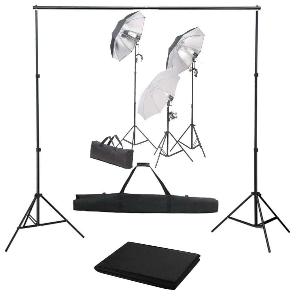 Fotostudiesæt Med Lampesæt Og Baggrund