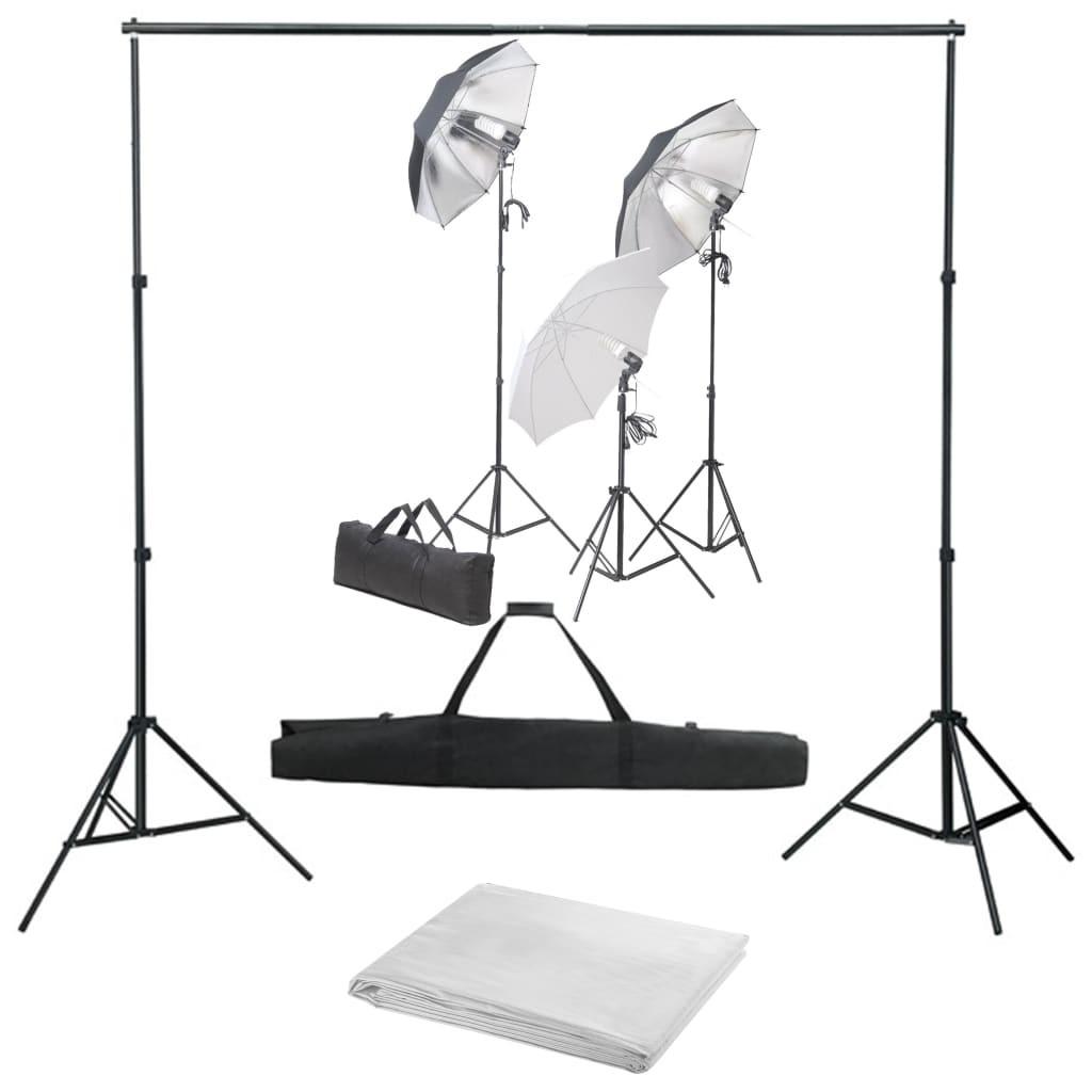 Fotostudiesæt Med Lampesæt Og Baggrund