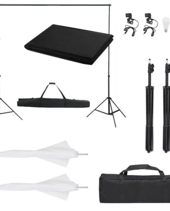 Fotostudiesæt Med Lampesæt Og Baggrund