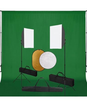 Fotostudiesæt Med Softbox-lamper   Baggrund Og Reflektor
