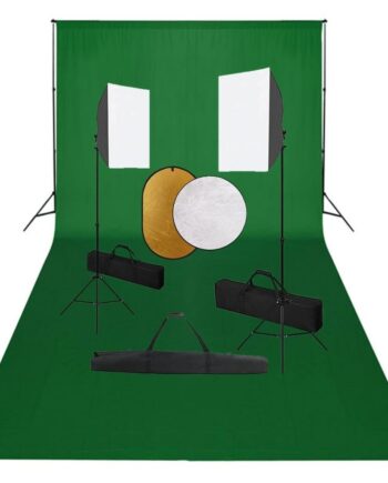 Fotostudiesæt Med Softbox-lamper   Baggrund Og Reflektor
