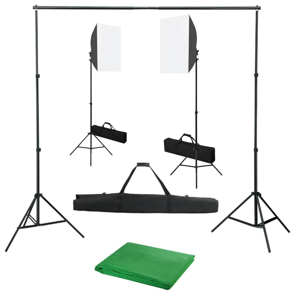 Fotostudiesæt Med Softbox-lamper Og Baggrund