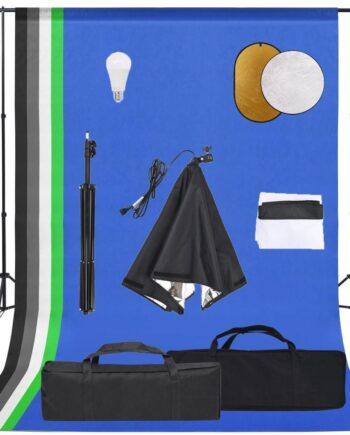 Fotostudiesæt Med Softboxlampe   Baggrund Og Reflektor