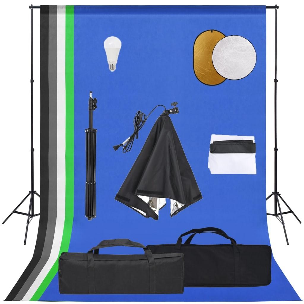 Fotostudiesæt Med Softboxlampe Baggrund Og Reflektor