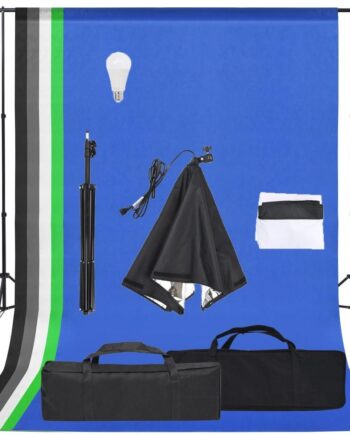 Fotostudiesæt Med Softboxlampe Og Baggrund
