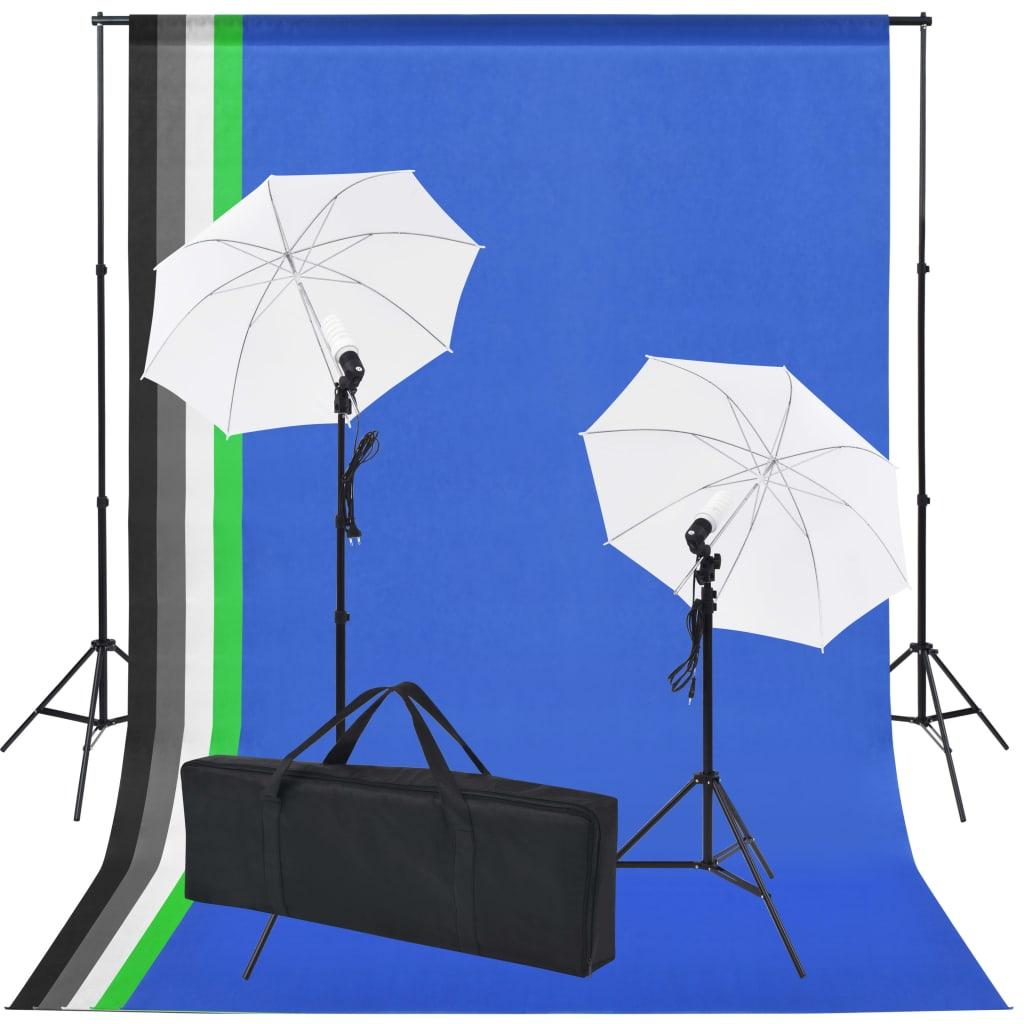 Fotostudieudstyr:   Farvede Kulisser Og   Paraplyer