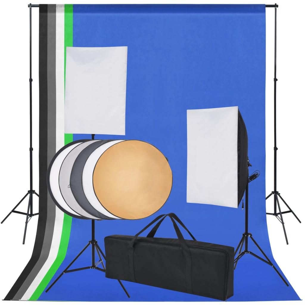 Fotostudieudstyr:   Farvede Kulisser Og   Softbokse