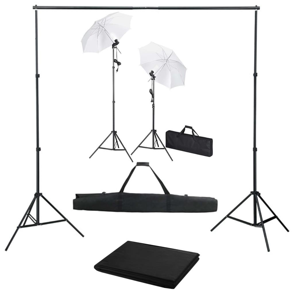 Fotostudieudstyr Med Baggrund  Lamper Og Paraplyer