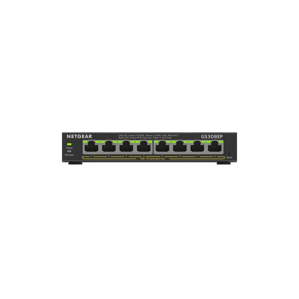 Netgear Gs308ep-100pes -port Gigabit Poe Switch Sort Metal