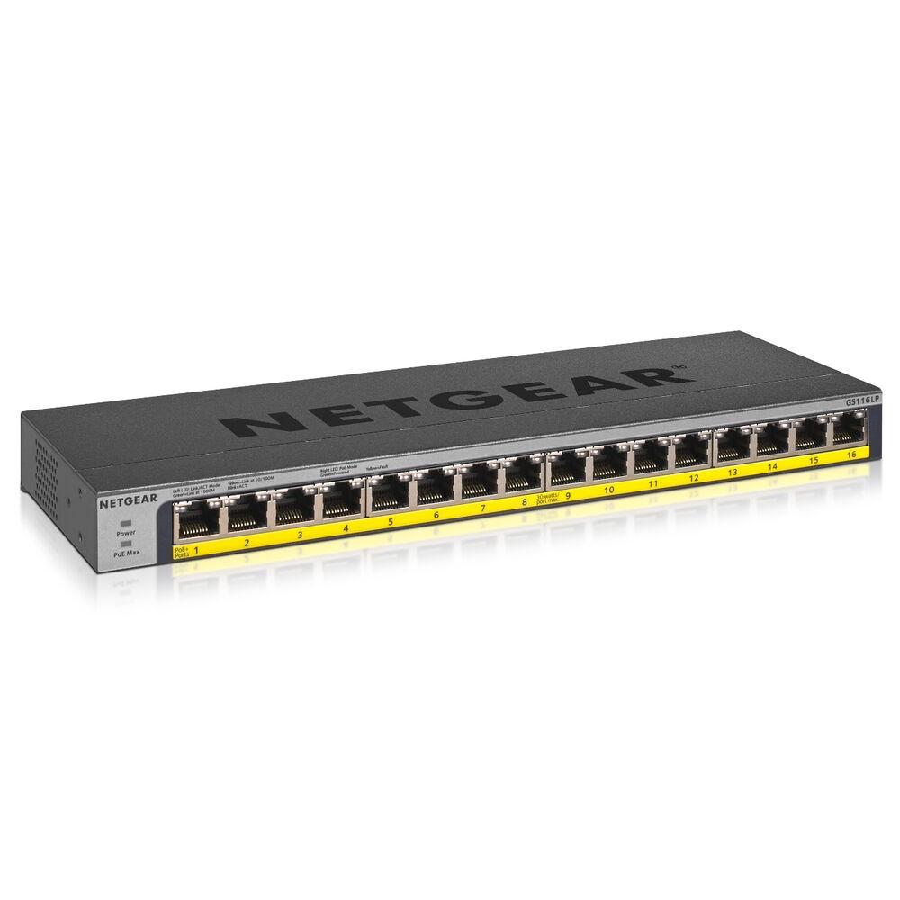 Netværksswitch Netgear Gs116lp 16x Rj-45 Sort