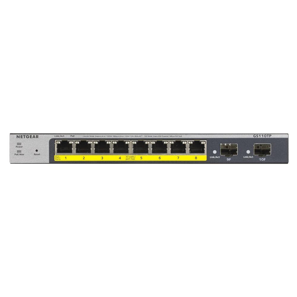 Netgear Gs110tp-300eus Smart Switch Sort Grå 10 Porte Poe