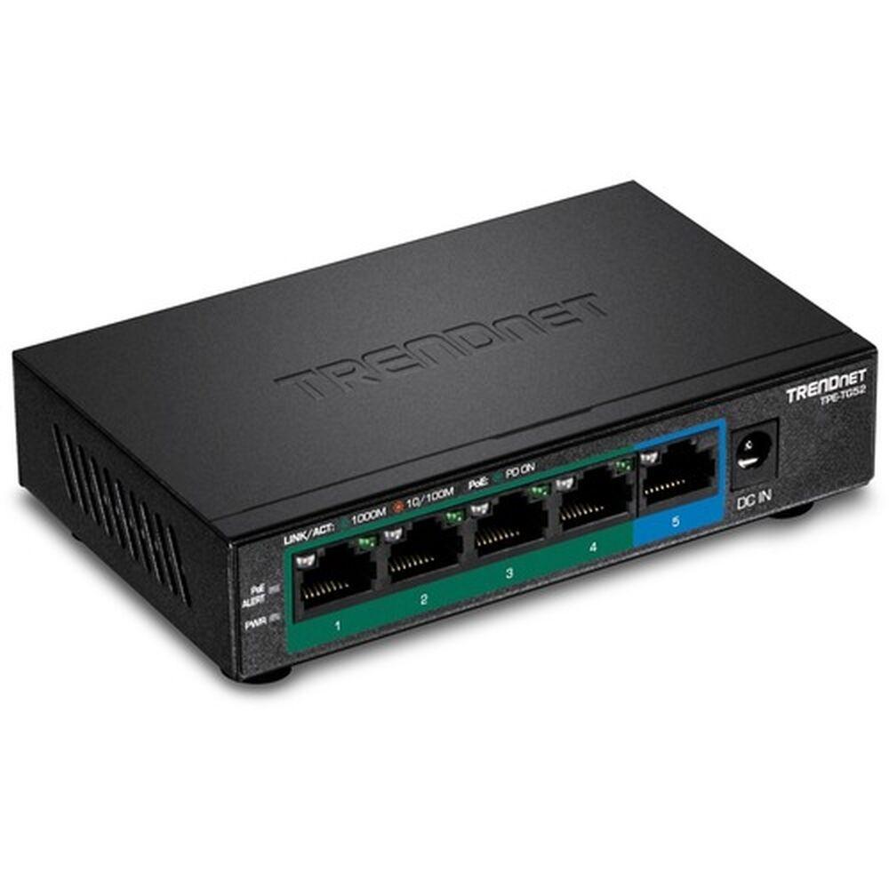 Trendnet Tpe-tg52 -port Gigabit Poe Netværksswitch Sort