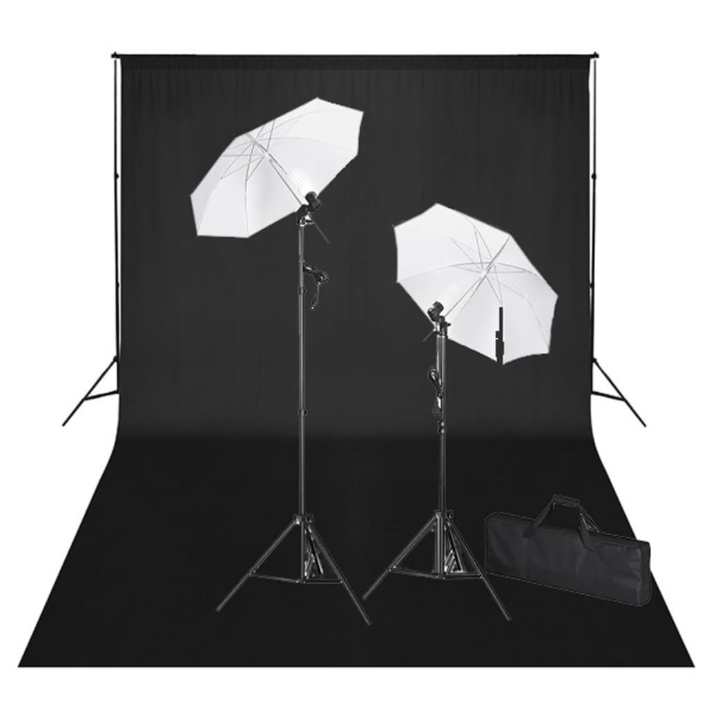 Studiosæt Med Sort Fotobaggrund Og Lamper 600   300 Cm