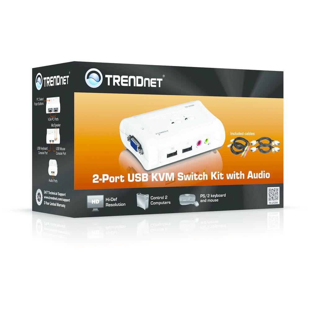 Trendnet Tk-209k -port Usb Kvm-switch Med Audio Hvid
