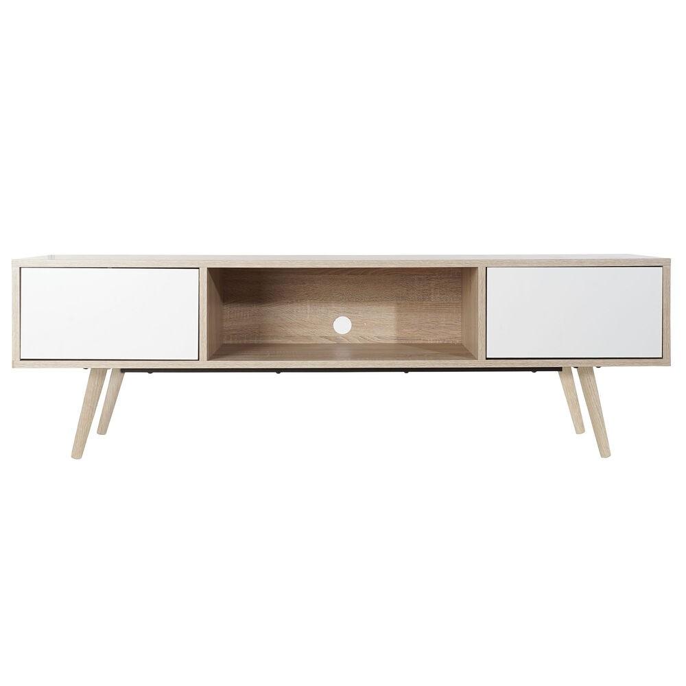 Tv-bord Hvid Metal Og Træ Mdf 160 40 50 Cm