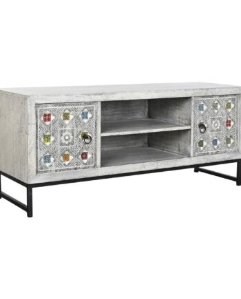 Tv-møbel   Mangotræ Og Keramik  Hvid Grå Beige  130   40   56 Cm
