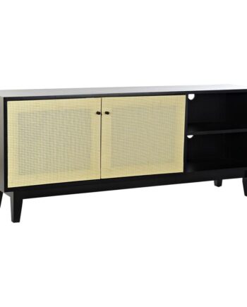Tv-møbel   Sort Gran Og Spanskrør 160   65   38 Cm
